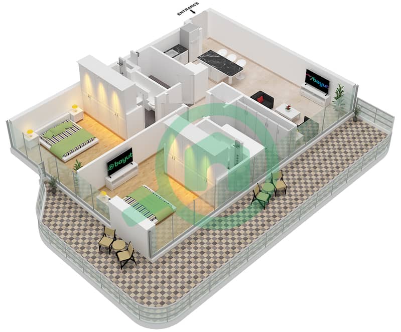 Beverly Grande - 2 Bedroom Apartment Type HORIZON Floor plan interactive3D