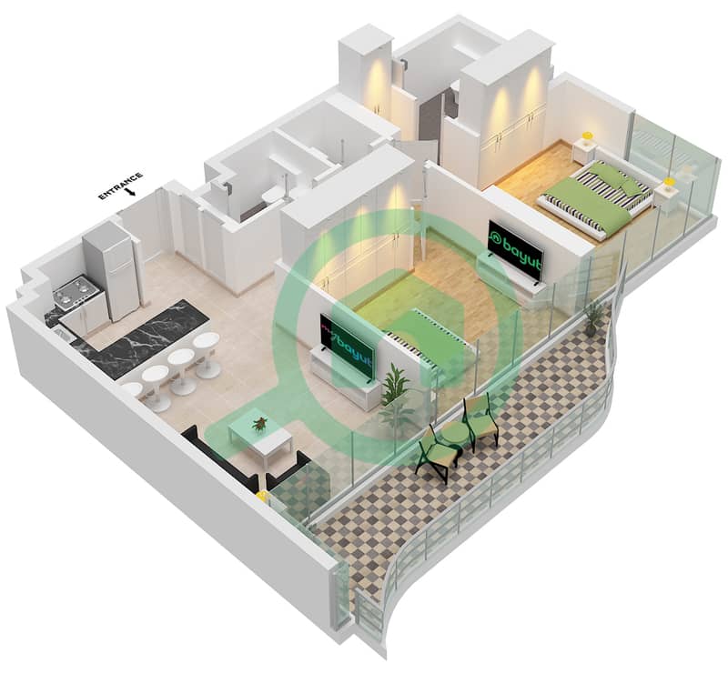 Beverly Grande - 2 Bedroom Apartment Type HARMONY Floor plan interactive3D