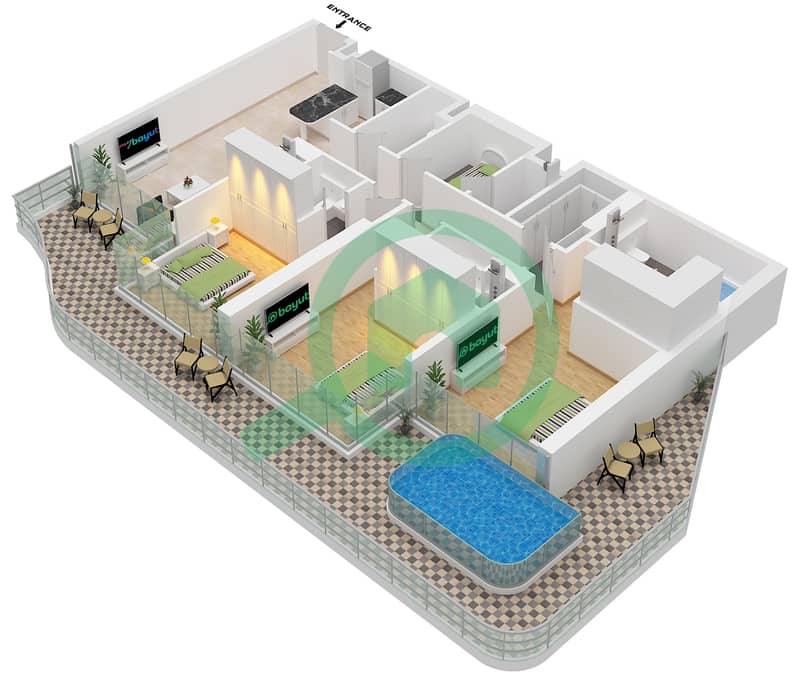 Beverly Grande - 3 Bedroom Apartment Type SANCTUARY Floor plan interactive3D