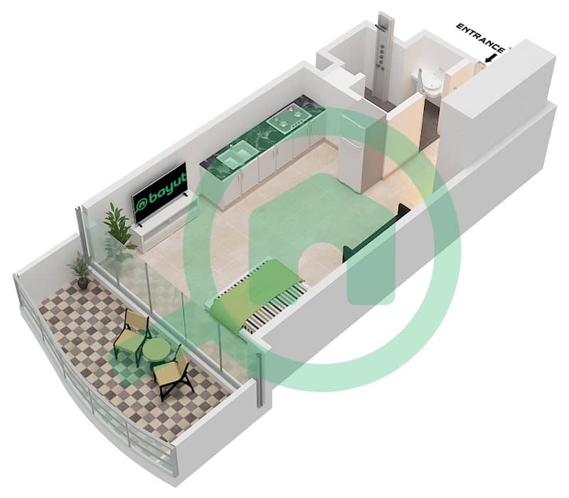 Chic Tower - Planimetria del piano di Monolocale Appartamento Tipo/unità 1 / UNIT 18 FLOOR 8,10 interactive3D