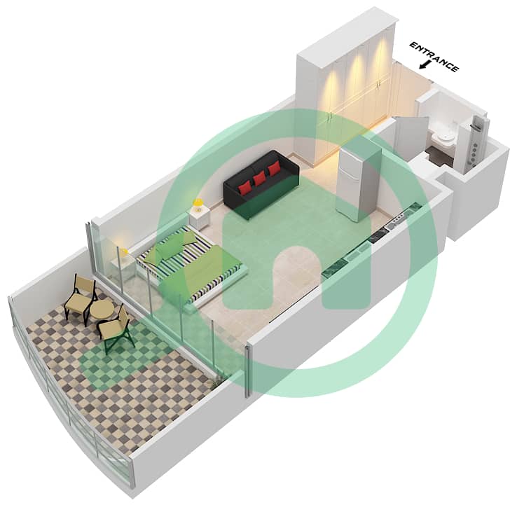 Chic Tower - Planimetria del piano di Monolocale Appartamento Tipo/unità 1 / UNIT 4 FLOOR 7,11 interactive3D