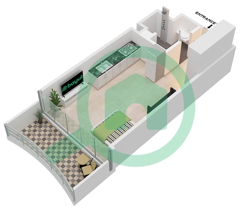 Chic Tower - Planimetria del piano di Monolocale Appartamento Tipo/unità 1 / UNIT 5 FLOOR 7,11 interactive3D