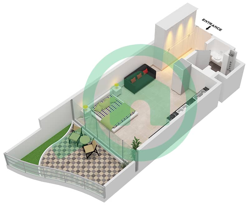 Chic Tower - Planimetria del piano di Monolocale Appartamento Tipo/unità 1 / UNIT 6 FLOOR 7,11 interactive3D