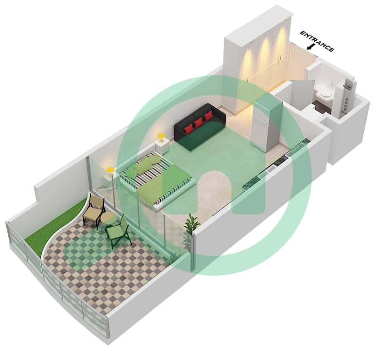 Chic Tower - Planimetria del piano di Monolocale Appartamento Tipo/unità 1 / UNIT 36 FLOOR 9,13 interactive3D