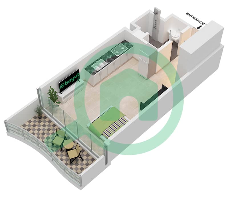 Chic Tower - Planimetria del piano di Monolocale Appartamento Tipo/unità 1 / UNIT 8 FLOOR 7,11 interactive3D