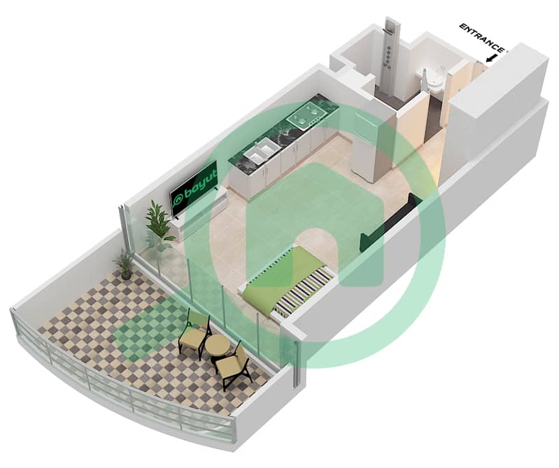 Chic Tower - Planimetria del piano di Monolocale Appartamento Tipo/unità 1 / UNIT 23 FLOOR 8,10 interactive3D