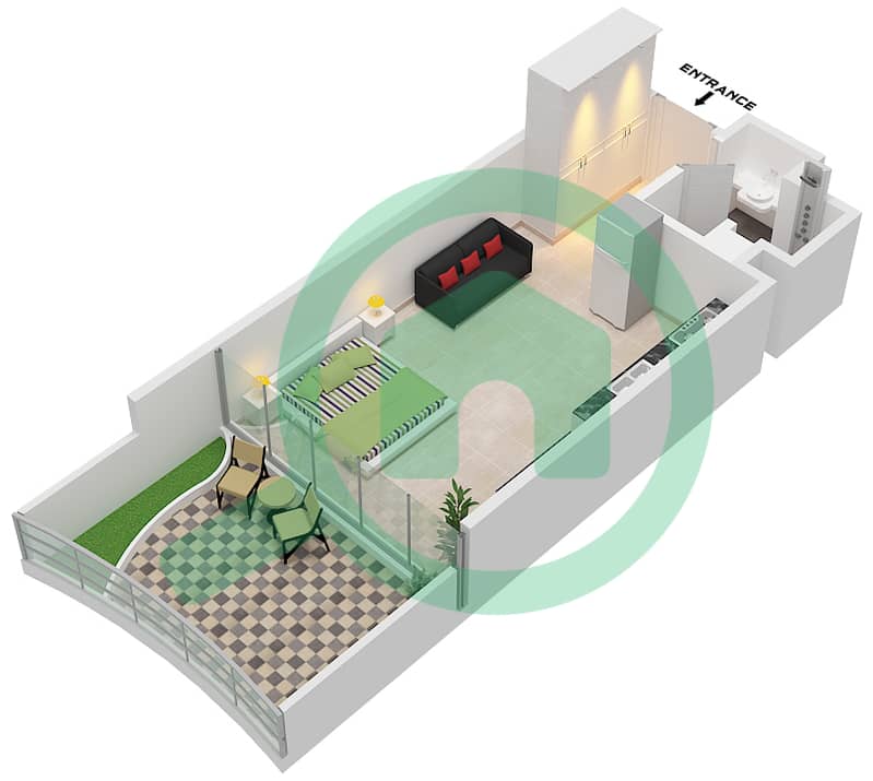المخططات الطابقية لتصميم النموذج / الوحدة 2 / UNIT 24 FLOOR 8,10 شقة استوديو - شيك تاور interactive3D