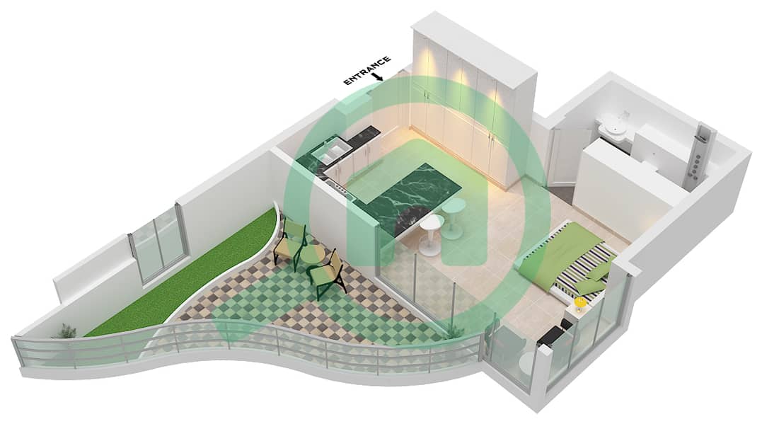Chic Tower - Planimetria del piano di Monolocale Appartamento Tipo/unità 4 / UNIT 1 FLOOR 7,11 interactive3D