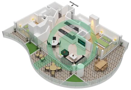 Chic Tower - Planimetria del piano di 2 Camere Appartamento Tipo/unità 2 / UNIT 10 FLOOR 7,11