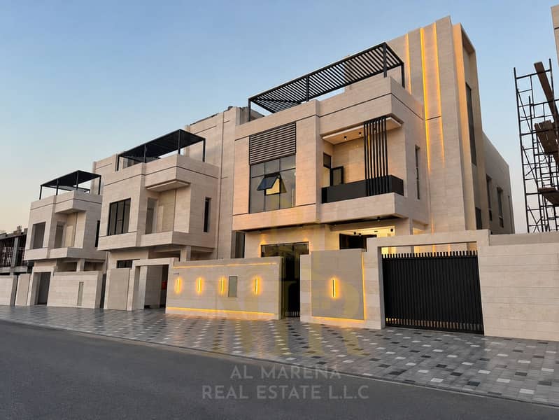 Modern Villas at Dusk on Smooth Asphalt. png Modern Villas at Dusk on Smooth Asphalt. png