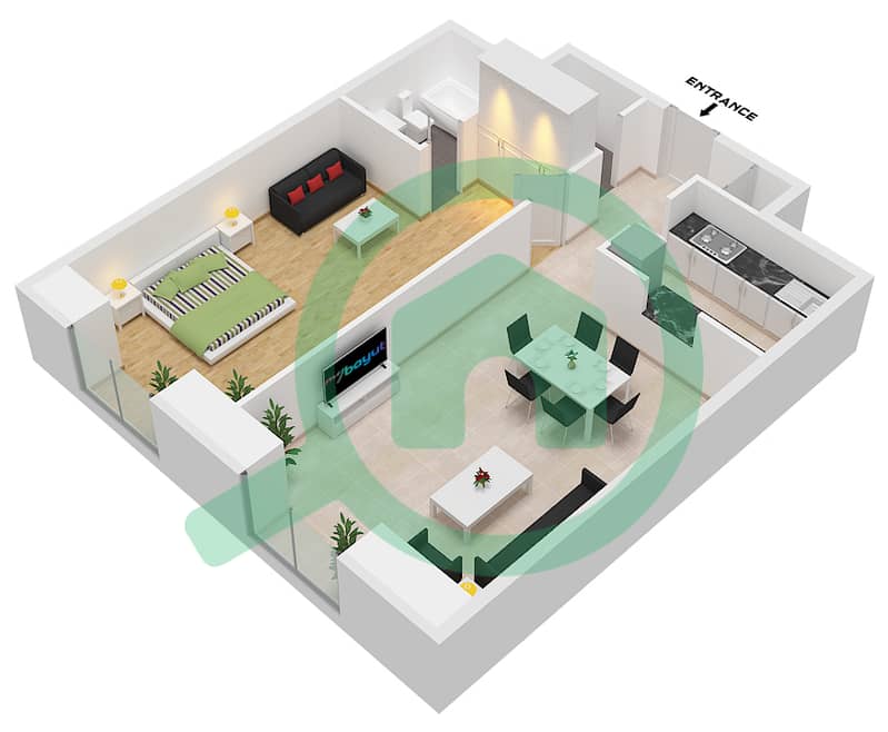 Marina 101 - 1 Bedroom Apartment Type/unit C / UNIT 07 FLOOR 43 Floor plan interactive3D