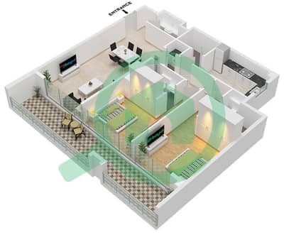 Sindbad Tower - Planimetria del piano di 2 Camere Appartamento Unità 6 FLOOR 6