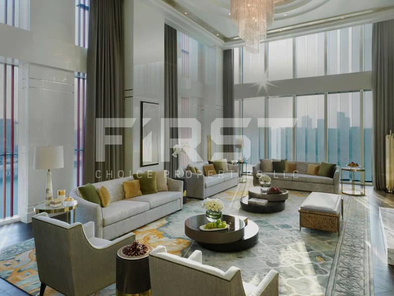 3 Elegant living room with open plan, Arabian-inspired decor and panoramic city skyline view at four season Hotel AL maryah_FCP_1600x1200. jpg