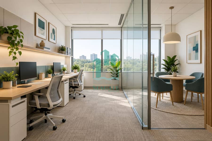 4 Bright three-desk office with glass partition-6. png