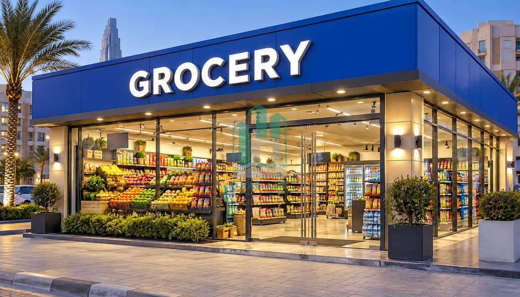 Blue Grocery Storefront Sign. png Blue Grocery Storefront Sign. png