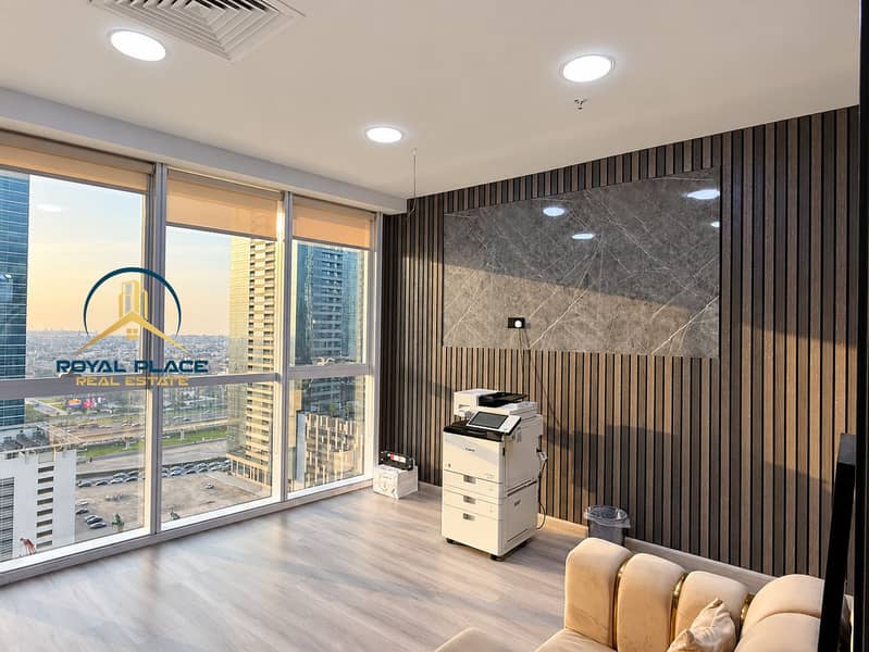 10 Bright office interior with city views. png
