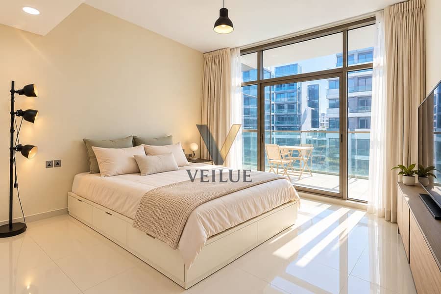 4 Bright Modern Bedroom with City Balcony Views. png