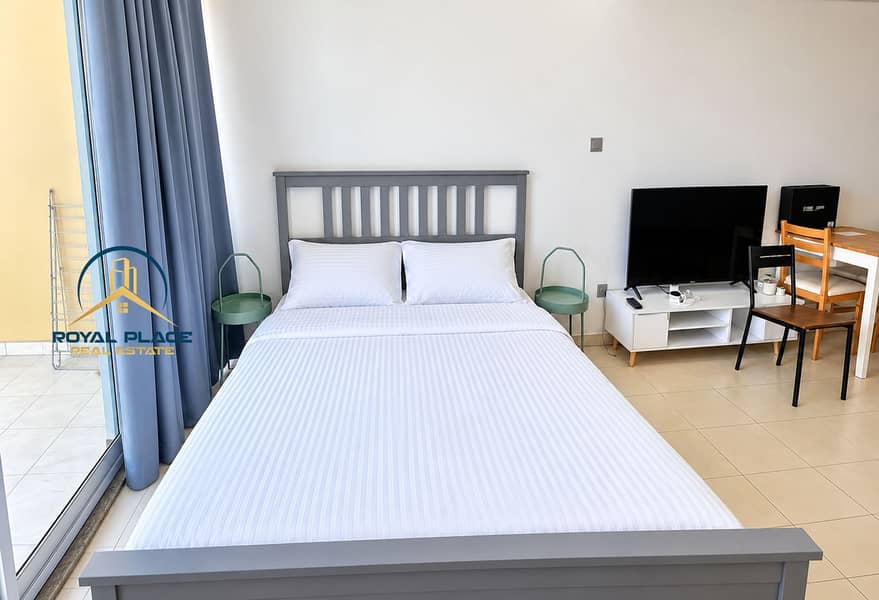 2 Minimalist Bedroom with Balcony and TV. png