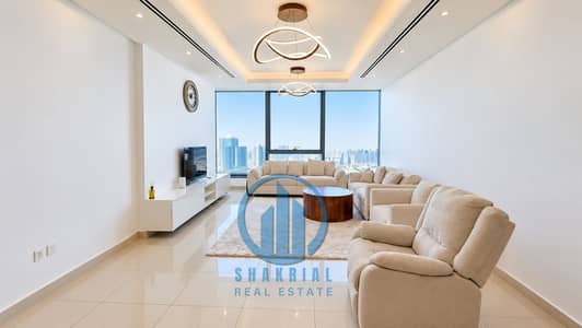 Appartement de 2 chambres à à louer à Al Reem Island, Abu Dhabi - Modern Beige Living Room with City Views. png