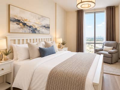 2 Camere Appartamento in affitto a Business Bay, Dubai - Refined bedroom retreat with statement artwork. png