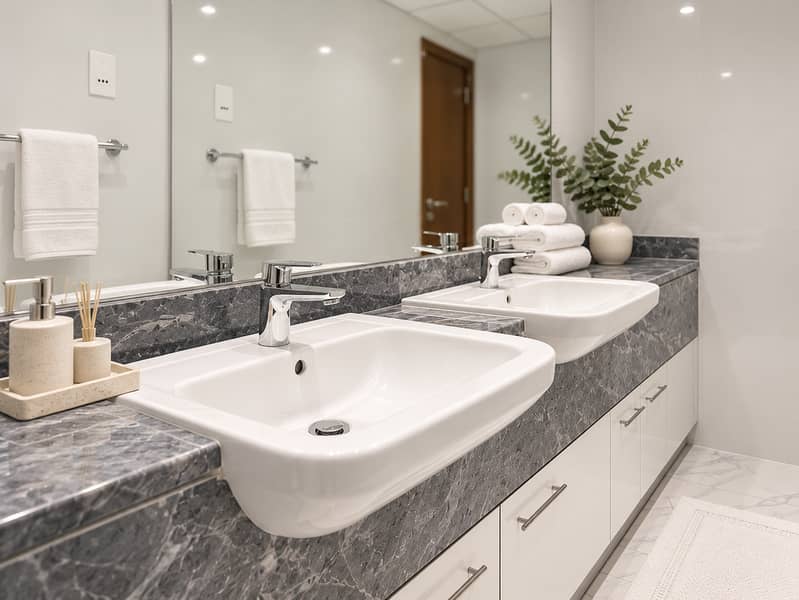 20 Glamorous hotel-style double-sink vanity. png