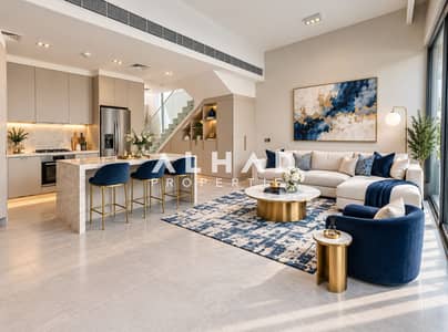 3 Slaapkamers Townhouse te Huur in Mohammed Bin Rashid City (MBR City), Dubai - Luxury Blue and Gold Open-Plan Interior. png