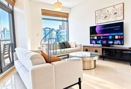 2 Schlafzimmer Wohnung zum Miete in Dubai Marina, Dubai - Sunlit City Apartment Living Room. png 2 Schlafzimmer Wohnung zum Miete in Dubai Marina, Dubai - Sunlit City Apartment Living Room. png
