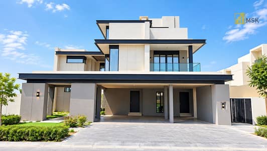6 Bedroom Villa for Rent in Jebel Ali Village, Dubai - Modern Luxury Villa Facade. png