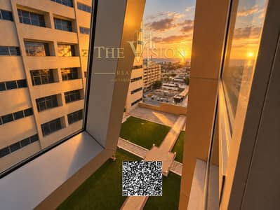 Studio zum Verkauf in Al Rashidiya, Ajman - Golden-Hour Courtyard Overlooking the Sea. png