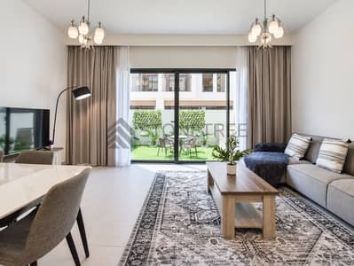 4 Bedroom Townhouse for Rent in DAMAC Lagoons, Dubai - Скандинавская гостиная с террасой. png