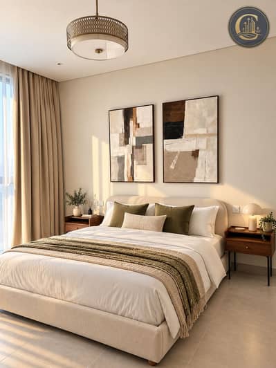 1 Schlafzimmer Wohnung zum Miete in Jumeirah Village Circle (JVC), Dubai - Serene Modern Bedroom in Warm Neutrals. png