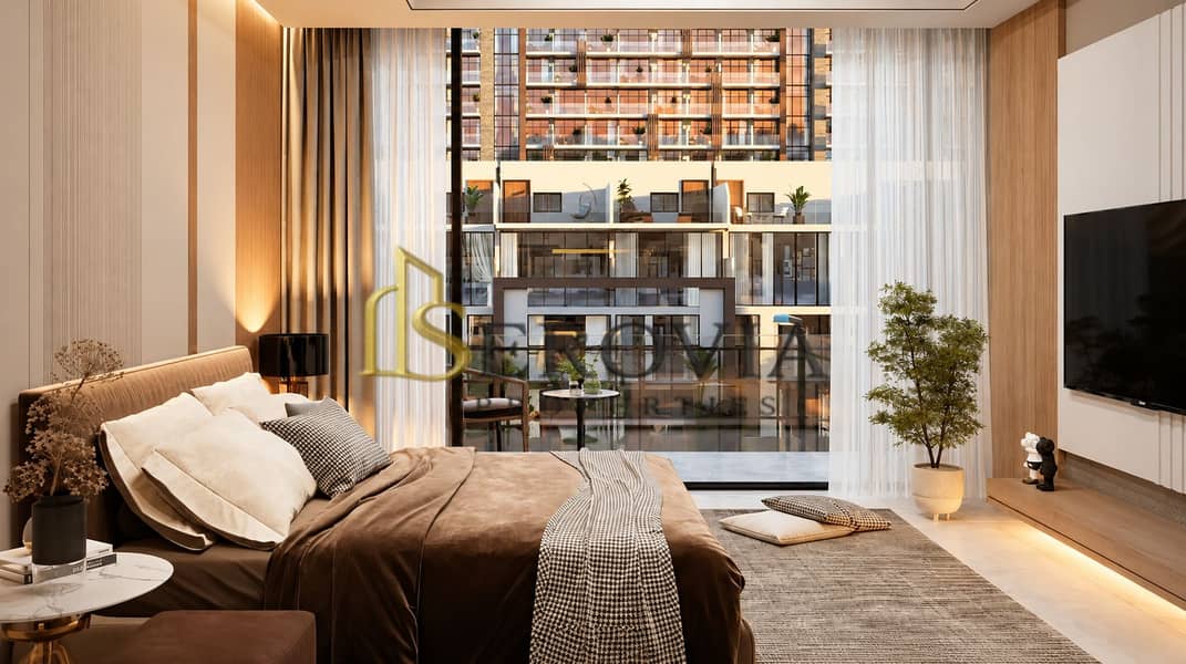 2 Warm Minimalist Bedroom with Balcony View. png