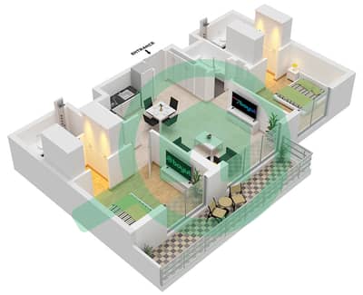 المخططات الطابقية لتصميم النموذج A4 شقة 2 غرفة نوم - أيالا أون ذا بارك