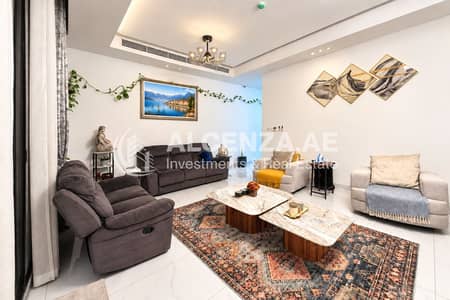 3 habitaciones Villa para en Venta en Al Furjan, Dubai - Modern Living Room with Scenic Landscape Art. png 3 habitaciones Villa para en Venta en Al Furjan, Dubai - Modern Living Room with Scenic Landscape Art. png