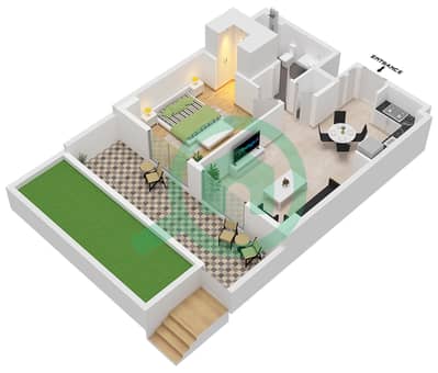 Clearpoint Building 3 - Grundriss für 1 Schlafzimmer Wohnung Typ/Einheit 1C / UNIT 8 FLOOR 1