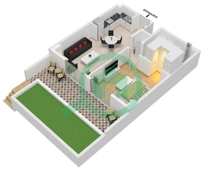 Clearpoint Building 3 - Grundriss für 1 Schlafzimmer Wohnung Typ/Einheit 1E / UNIT 7 FLOOR 1