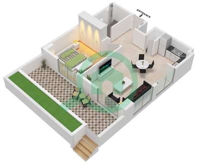 Clearpoint Building 3 - Grundriss für 1 Schlafzimmer Wohnung Typ/Einheit 2B / UNIT 2 FLOOR 1