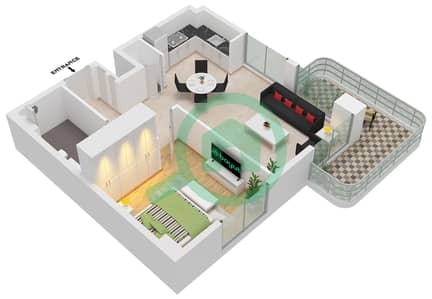 Clearpoint Building 3 - Grundriss für 1 Schlafzimmer Wohnung Typ/Einheit 2D / UNIT 2 FLOOR 2-5
