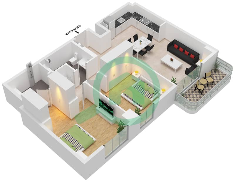 Type 2G Unit 14 Floor 2-5
Unit 10 Floor 6,7 Clearpoint Building 3 - Planimetria del piano di 2 Camere Appartamento Tipo/unità 2G / UNIT 10,14 FLOOR 2-7 Type 2G Unit 14 Floor 2-5
Unit 10 Floor 6,7 interactive3D