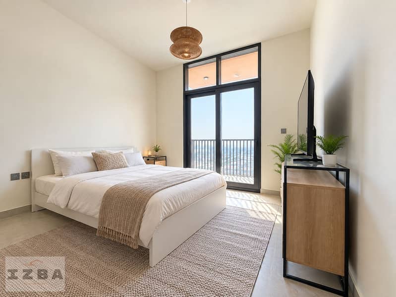 3 Airy minimalist bedroom with balcony views. png