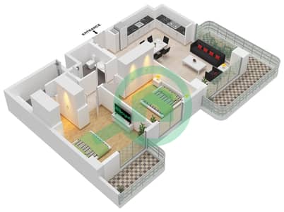 Clearpoint Building 3 - Grundriss für 2 Schlafzimmer Wohnung Typ/Einheit 3I / UNIT 12,16 FLOOR 2-7