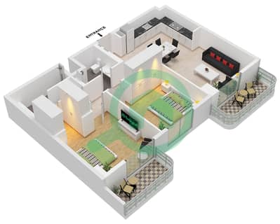 Clearpoint Building 3 - Grundriss für 2 Schlafzimmer Wohnung Typ/Einheit 3L / UNIT 3,15,19 FLOOR 2