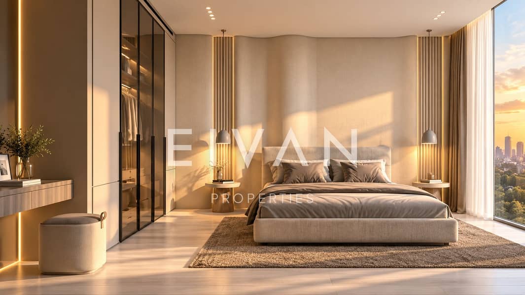 3 Warm Minimalist Bedroom at Sunset. png