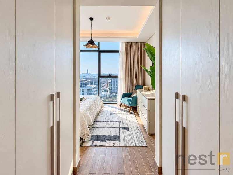 11 Modern Wardrobe Corridor to City View Bedroom. png