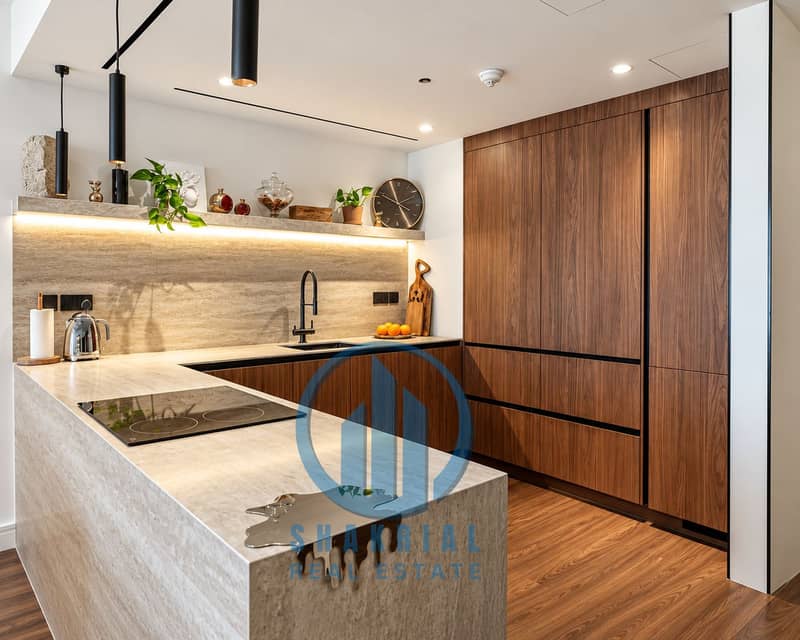 Modern Walnut Kitchen with Stone Island. png Modern Walnut Kitchen with Stone Island. png