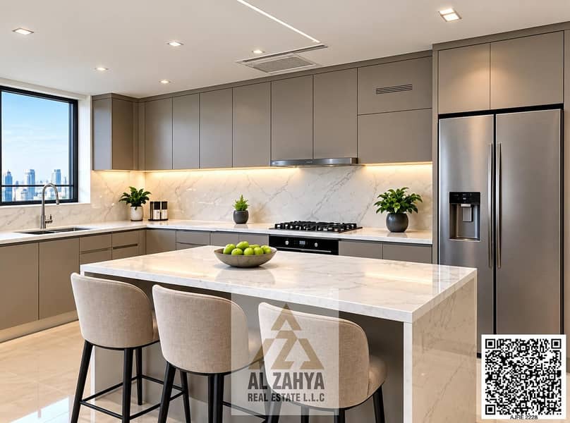 3 Modern Taupe Kitchen with City Views. jpg