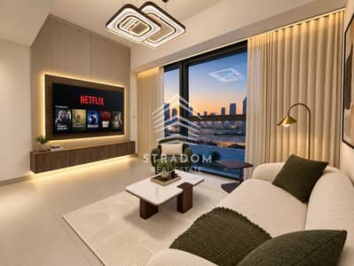 Appartement de 1 chambre à à louer à Downtown Dubai, Dubai - Cosy Modern Living Room at Dusk. png Appartement de 1 chambre à à louer à Downtown Dubai, Dubai - Cosy Modern Living Room at Dusk. png
