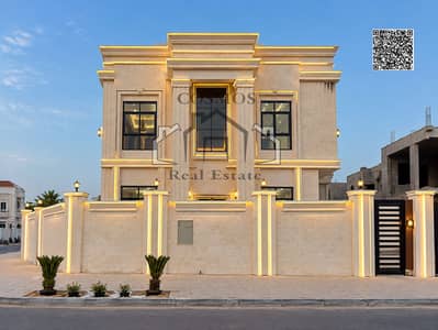 5 Schlafzimmer Villa zum Verkauf in Al Helio, Ajman - Luminous Symmetrical Villa at Dusk. png 5 Schlafzimmer Villa zum Verkauf in Al Helio, Ajman - Luminous Symmetrical Villa at Dusk. png