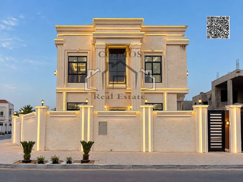 Luminous Symmetrical Villa at Dusk. png Luminous Symmetrical Villa at Dusk. png