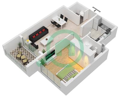 El Oneis 1 - Grundriss für 1 Schlafzimmer Wohnung Typ/Einheit B2 / UNIT 11 FLOOR 2